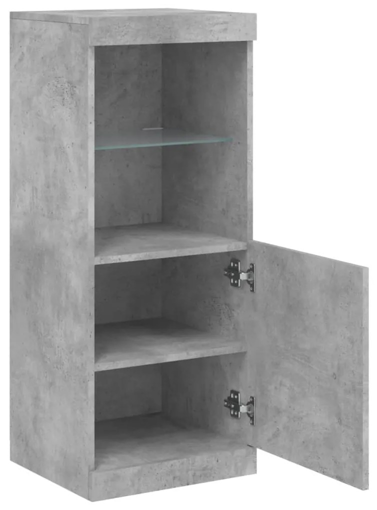 Aparador com luzes LED 41x37x100 cm cinzento cimento
