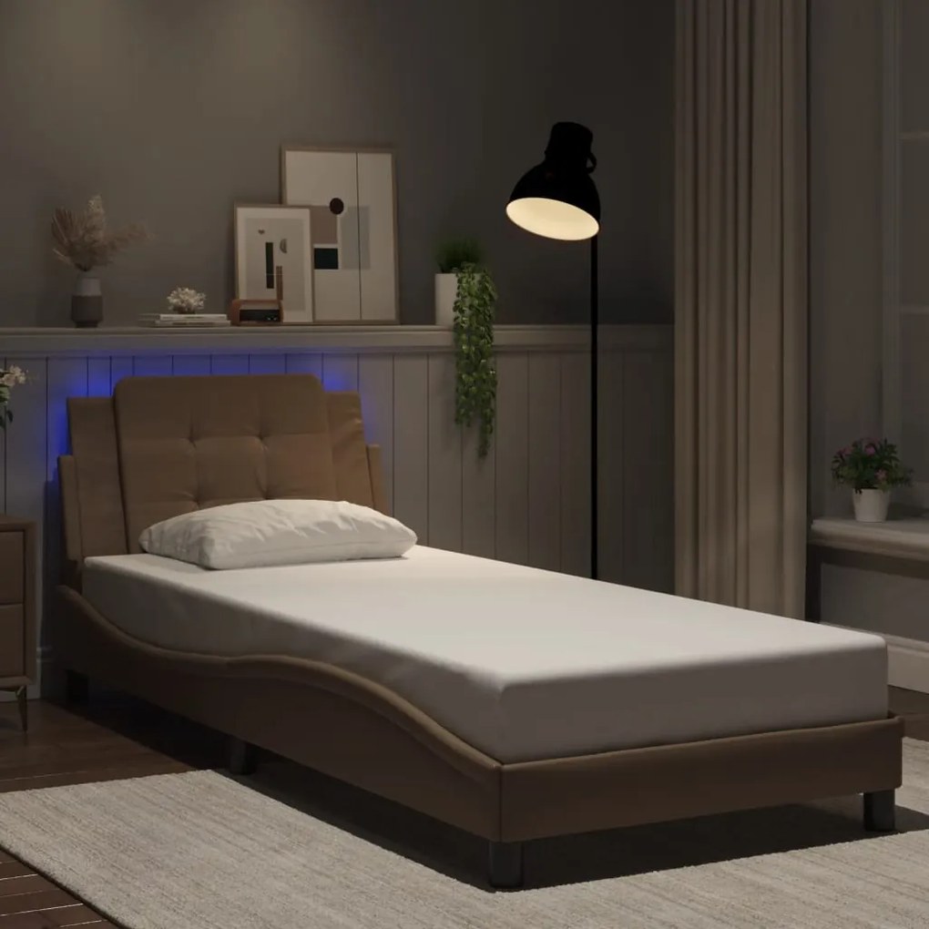 vidaXL Estrutura de cama com LED sem colchão Zadar 90x200cm cappuccino