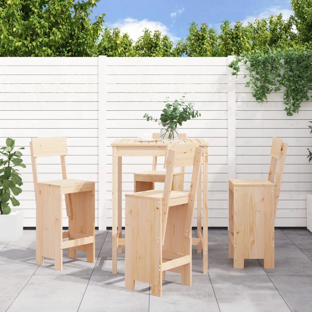 vidaXL 5 pcs conjunto de bar para jardim pinho maciço