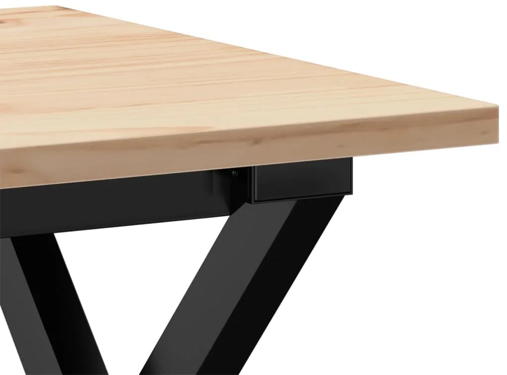 Mesa de centro estrutura em X 50x50x35 cm pinho e aço
