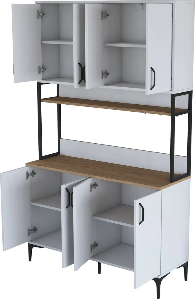 Armário Alto de Cozinha "Stella" - 120 x 198,6 x 40 cm - Nogueira e Br