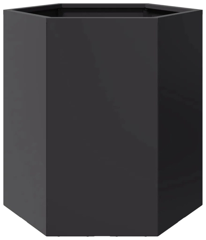 Vasos floreiras de jardim 2 pcs hexagonal 46x40x45 cm aço preto