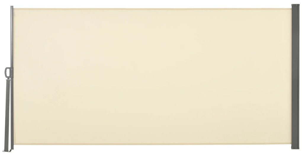 Outsunny Toldo Lateral Retrátil para Terraço Pátio ou Jardim Toldo de Privacidade para Exterior Dobrável 300x160 cm Creme