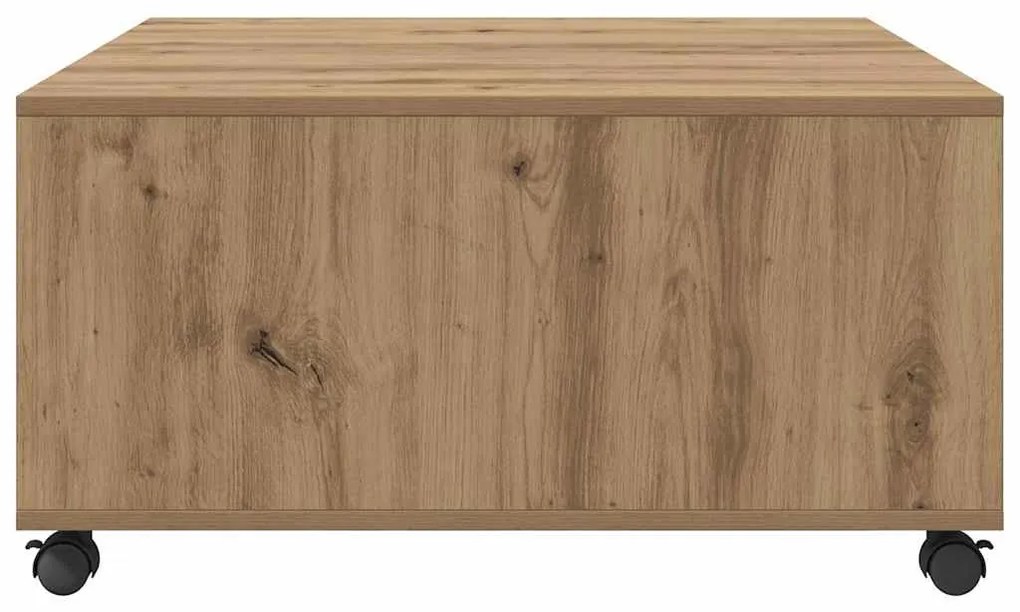 Mesa de centro com roda carvalho artisiano 75 x 75 x 38 cm