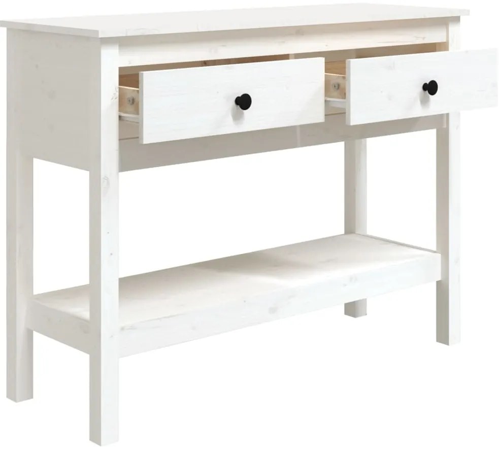 Mesa consola 100x35x75 cm pinho maciço branco