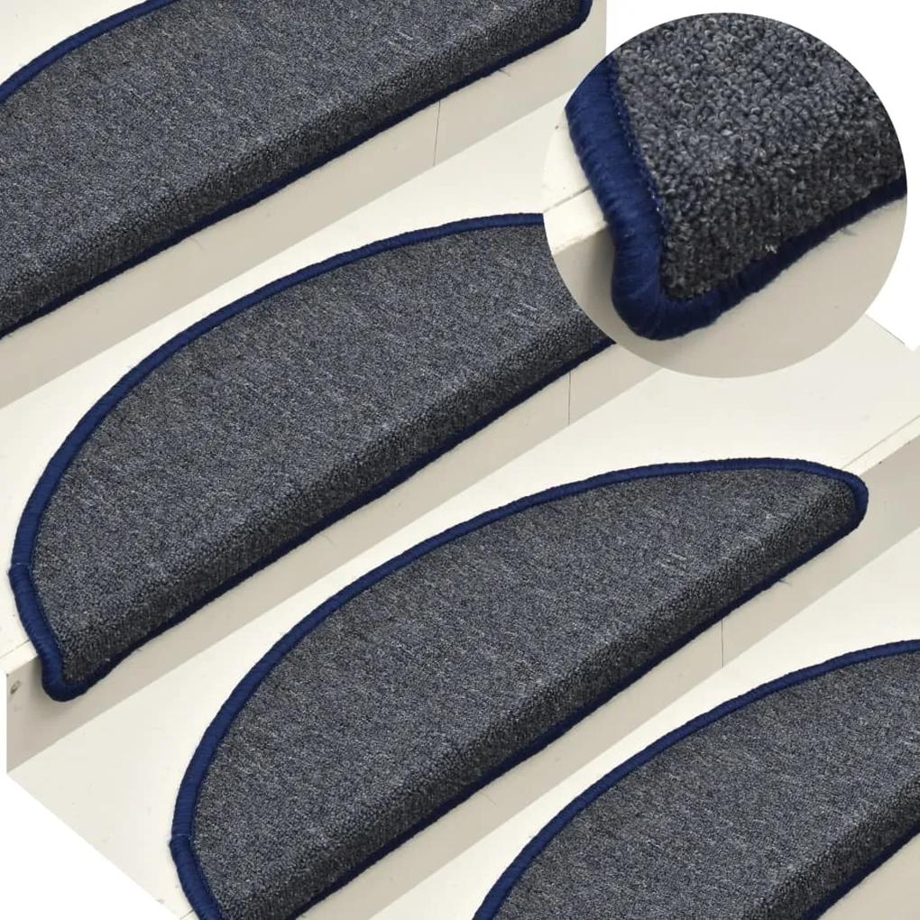 Tapete/carpete para escadas 15 pcs 65x24x4cm cinza-escuro/azul