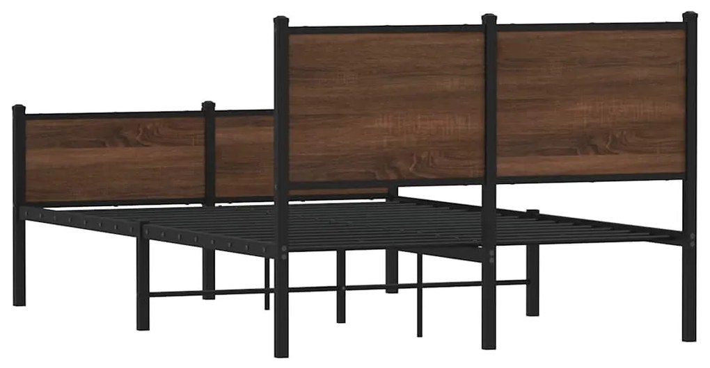 Estrutura de cama sem colchão 120x200cm metal carvalho castanho