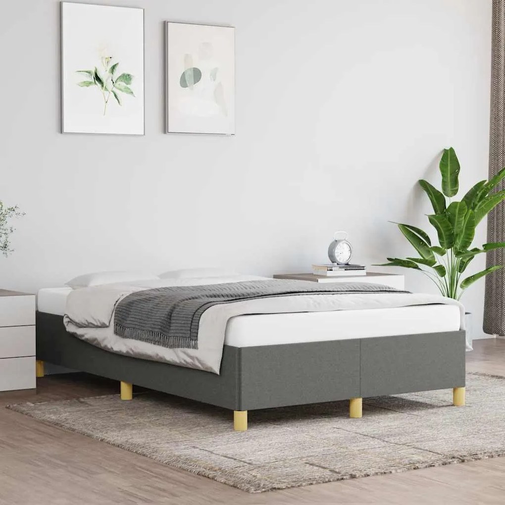 Estrutura de cama sem colchão cinza escuro 120x190 cm tecido