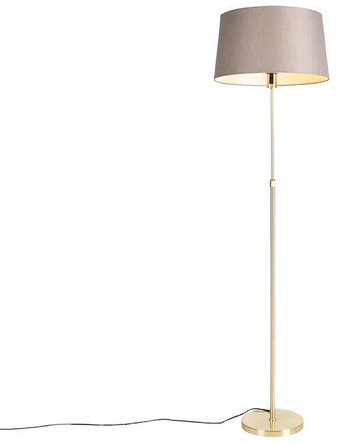 Candeeiro de pé dourado/latão com abajur de linho bege 45 cm - Parte Country / Rústico