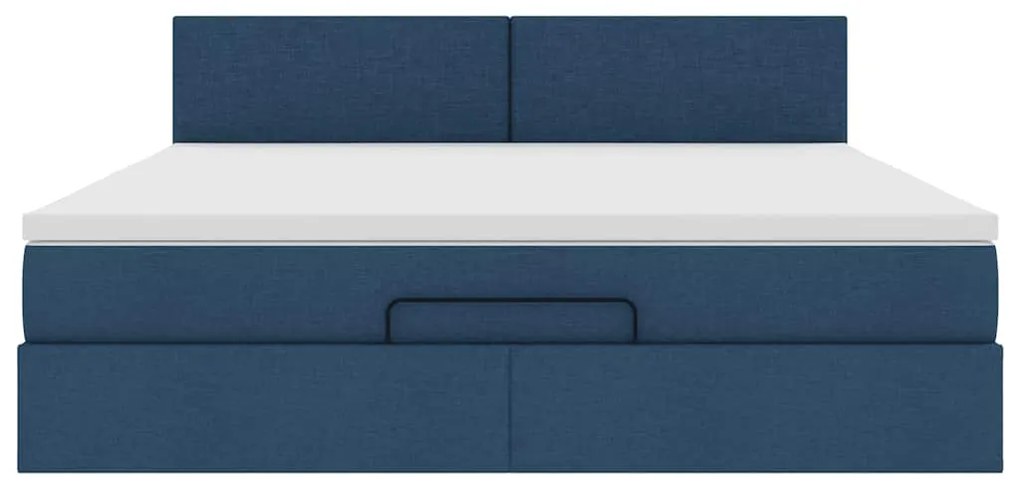 Estrutura de cama otomana vidaXL com tecido azul colchão 180x200cm