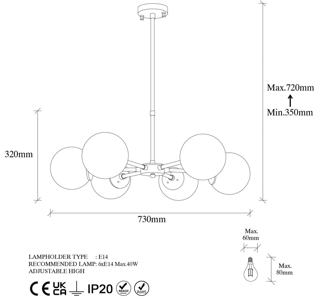 Candeeiro de Teto Akkas – Preto e Creme Envelhecido – 73 x 73 x 35-72