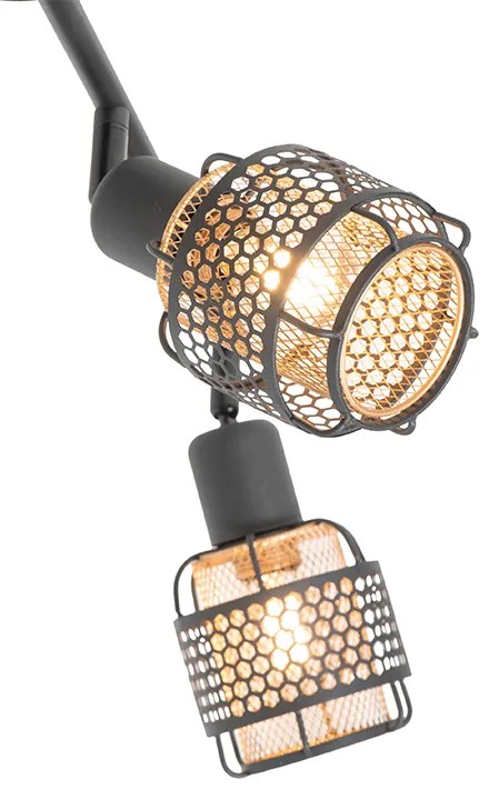 Candeeiro de teto design preto com dourado 4 luzes oblongo - Noud Design