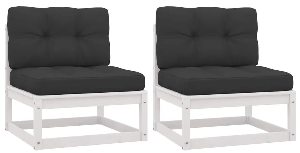 vidaXL Sofás de centro jardim almofadões antracite 2 pcs pinho maciço