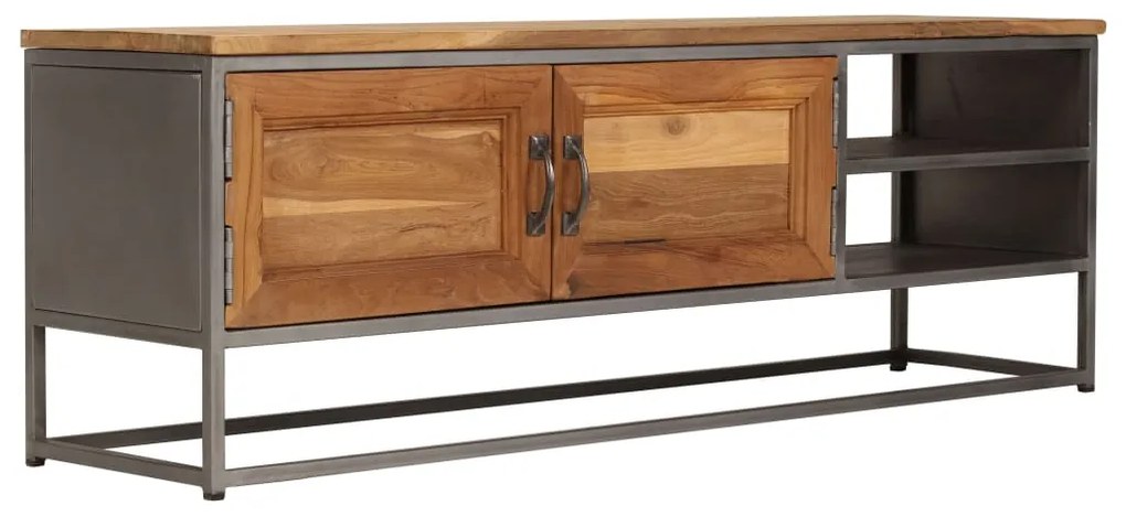 vidaXL Móvel de TV em teca reciclada e aço 120x30x40 cm