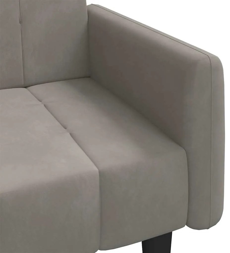 Sofá-cama de 2 lugares veludo cinzento-claro