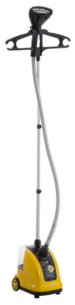 HOMCOM Ferro de Engomar a Vapor com Depósito de 1,4L e Temperatura Ajustável em 11 Níveis 26x21,5x146cm Amarelo e Preto | Aosom Portugal