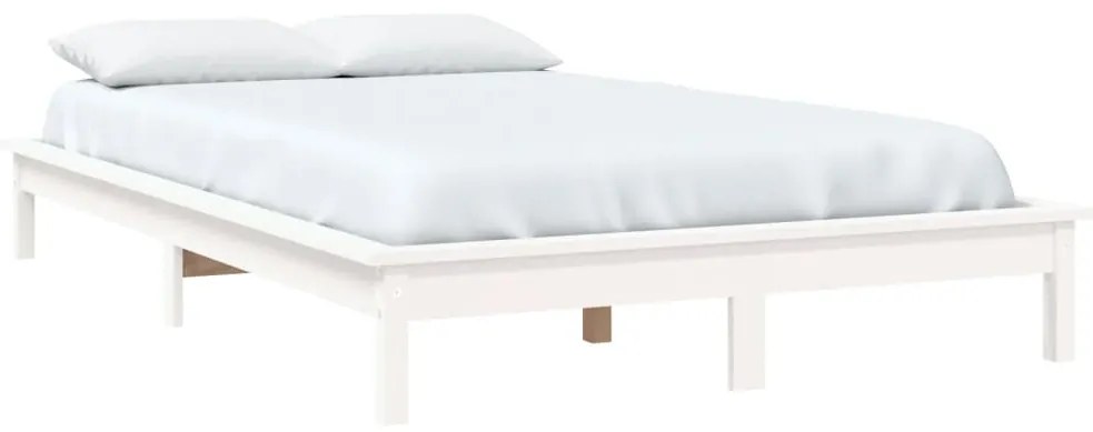 Estrutura cama de casal pequena 120x190 cm pinho maciço branco