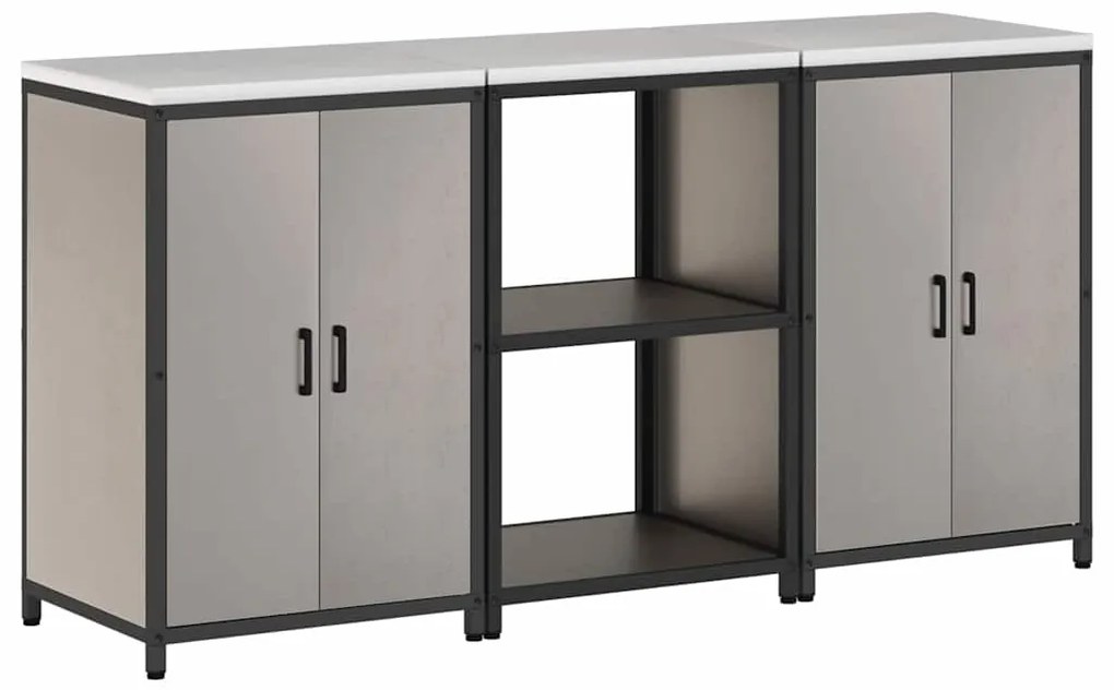 Conjunto de Armazenamento de Cozinha 3 pcs Ferro Enferrujado