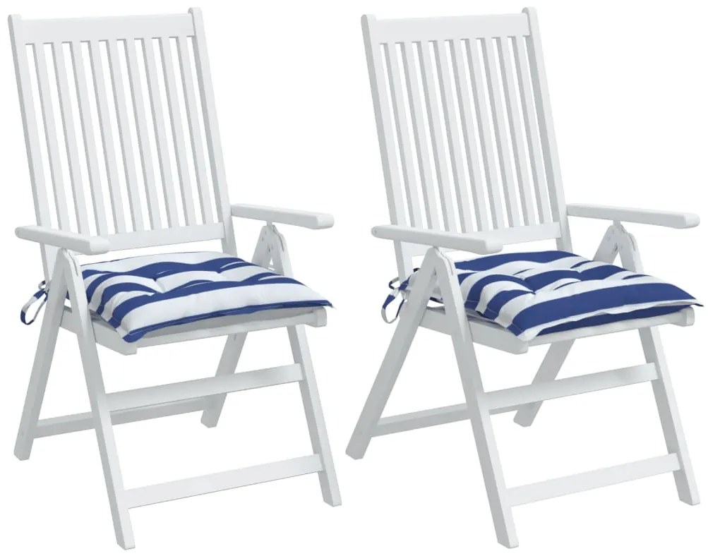 Almofadões p/ cadeira 2pcs 40x40x7 cm tecido riscas azul/branco