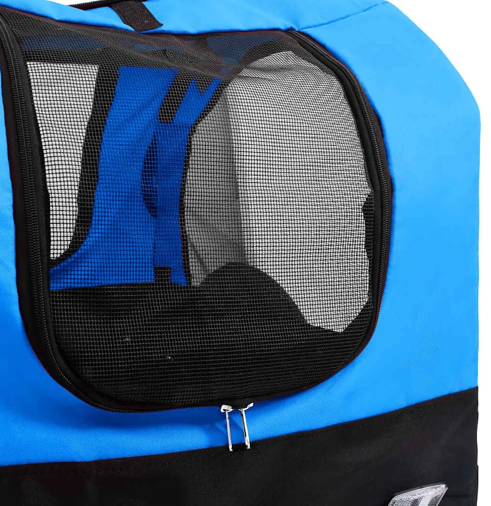 Reboque bicicletas/carrinho para animais 2-em-1 azul/preto