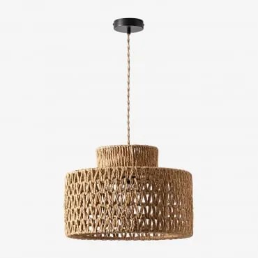 Lâmpada De Teto Suspensa Em Papel Trançado Kiara Natural - Preto & Natural Ø40 Cm - ↑30 Cm Kiara - Sklum