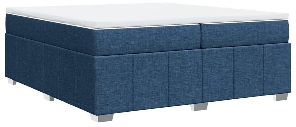 Cama com molas/colchão 200x200 cm tecido azul