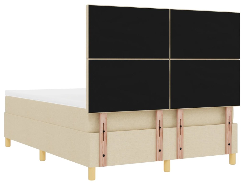 Cama Box Spring com Colchão Creme 140x200 cm Tecido
