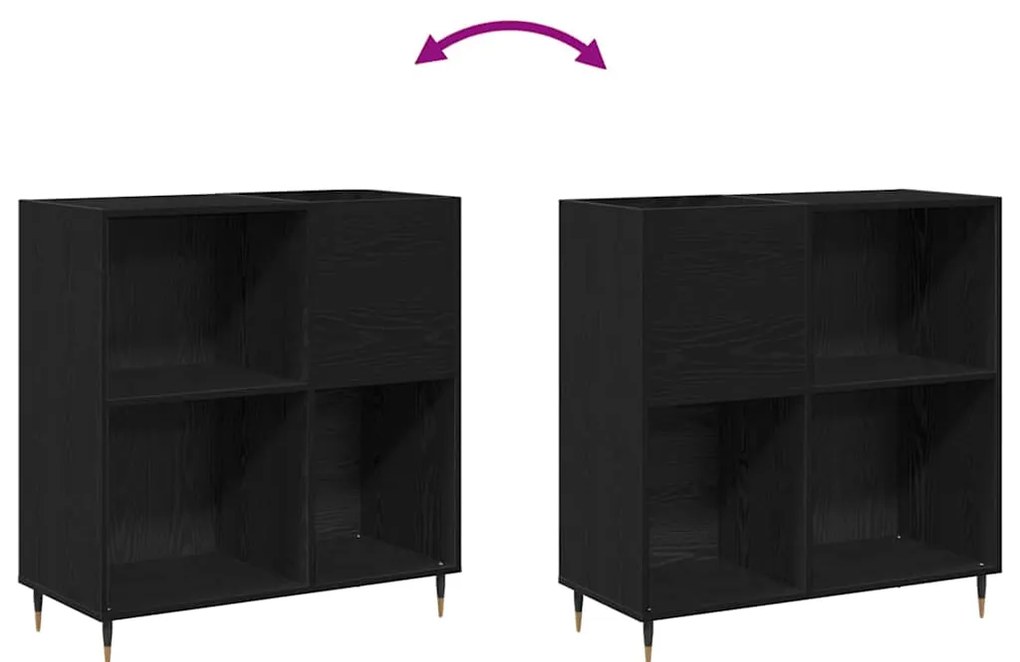 Armário de Gravação vidaXL Carvalho Preto 84,5x38x89 cm Madeira de Eng