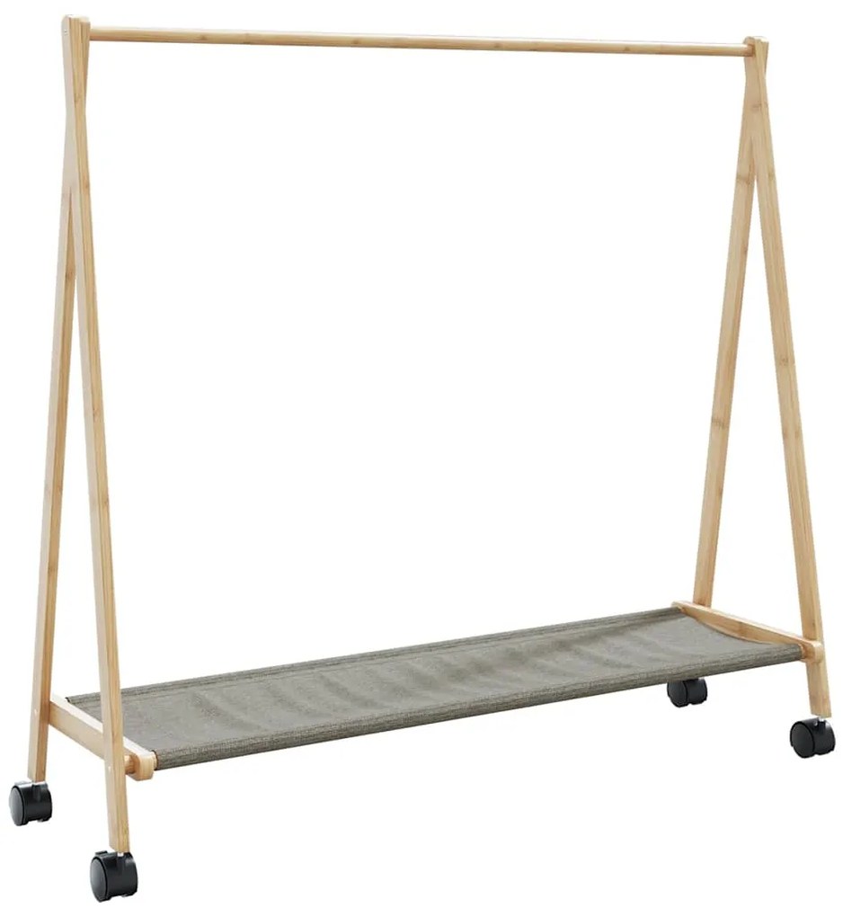 Cabide com prateleiras e rodas 106x34x106,5 cm bambu