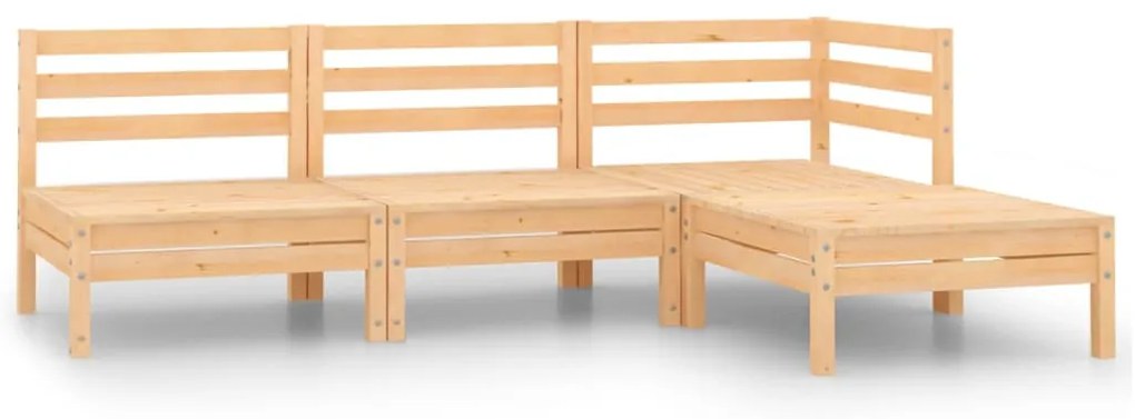 vidaXL 4 pcs conjunto lounge de jardim madeira de pinho maciça