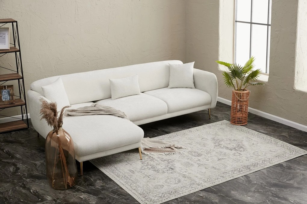 Sofá-Cama de Canto Simena – Creme Dourado – 266 x 133 cm