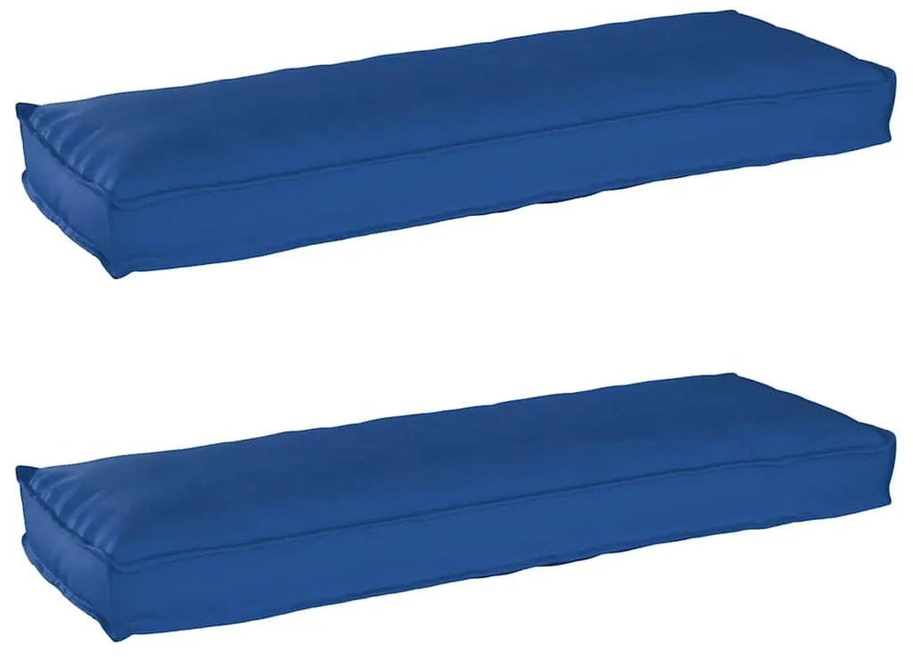 Almofadas de Palete para Banco 2 pcs Azul Royal 120x40x8 cm Tecido Oxf