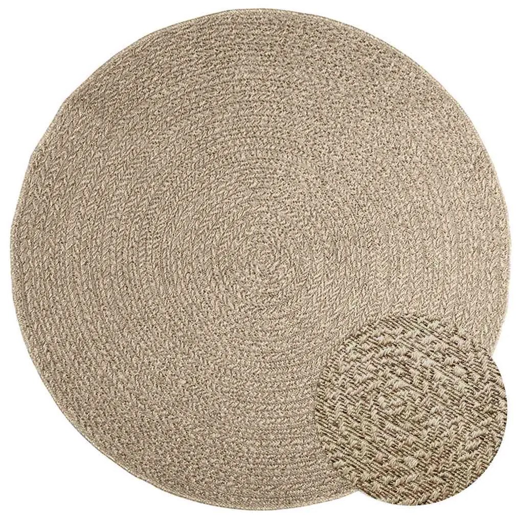 vidaXL Tapete ZIZUR Beige Ø 160 cm aspeto de juta interior e exterior