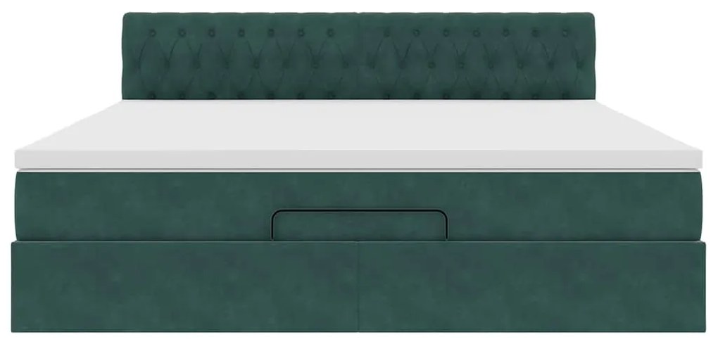 Estrutura de cama otomana com colchão 180x200 cm verde escuro