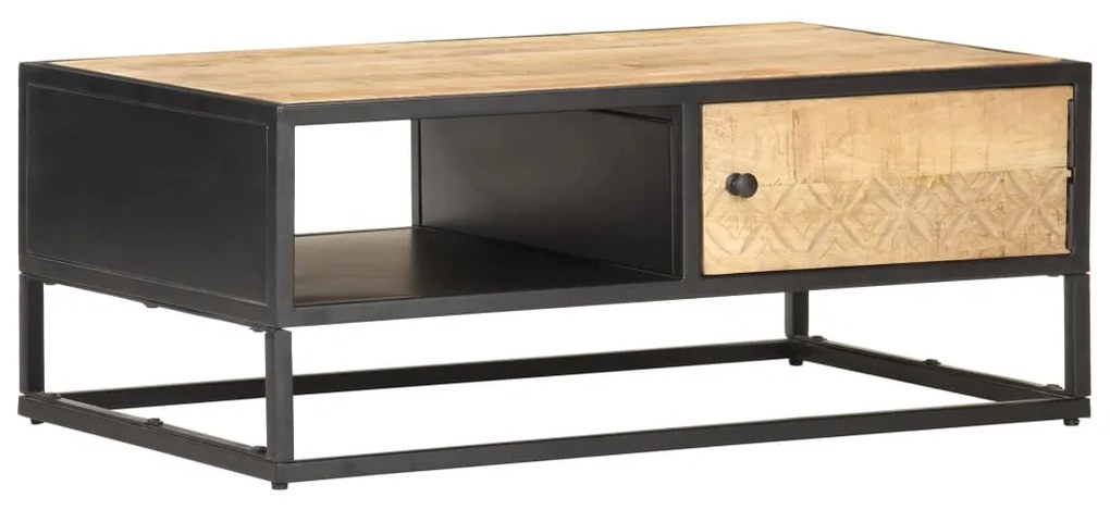 Mesa de centro c/ porta esculpida 90x55x36 cm mangueira áspera