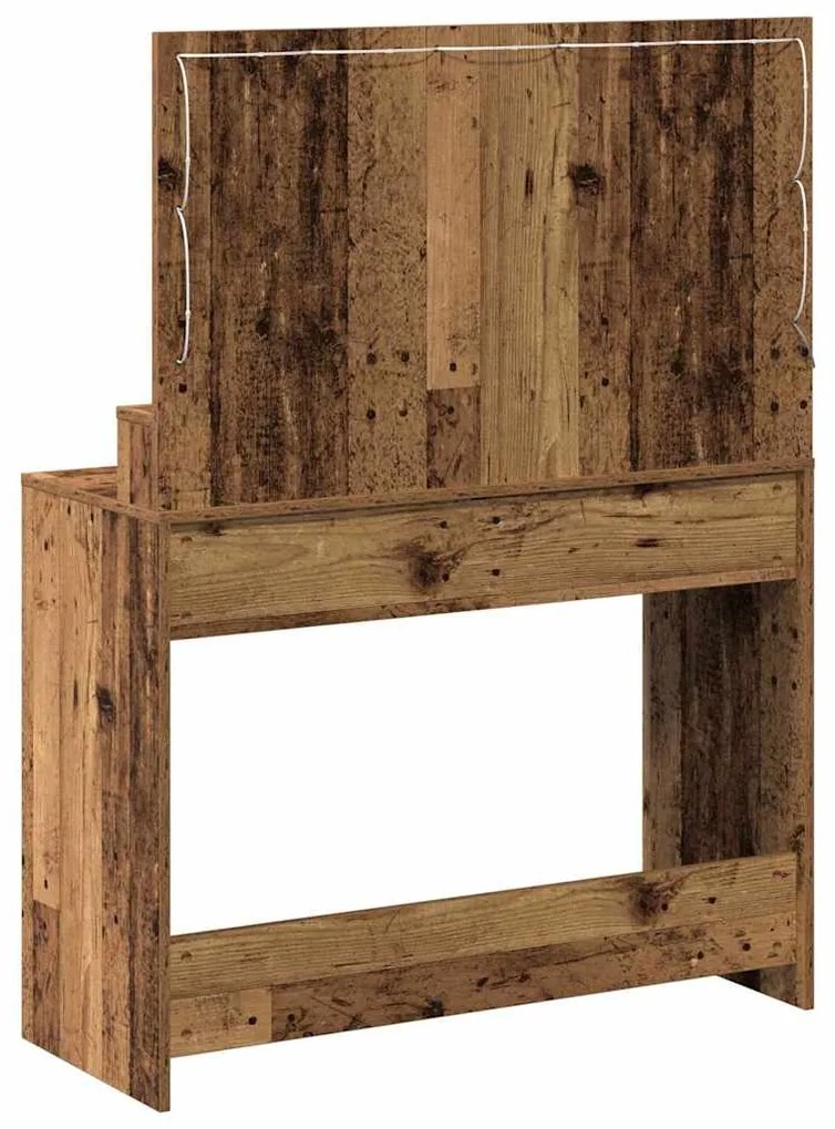 Mesa de Maquilhagem com Luzes LED - Madeira Vintage - 100x41x135 cm