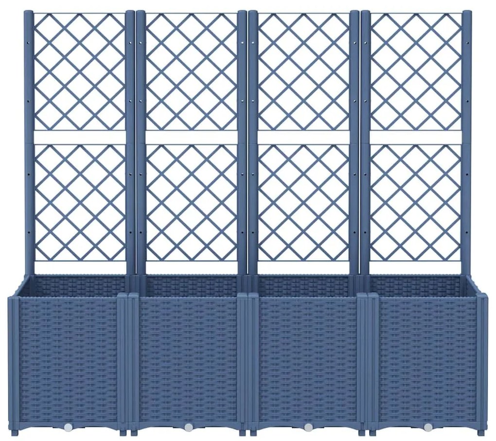 Vaso/floreira de jardim c/ treliça 160x40x140 cm PP cinzento azul