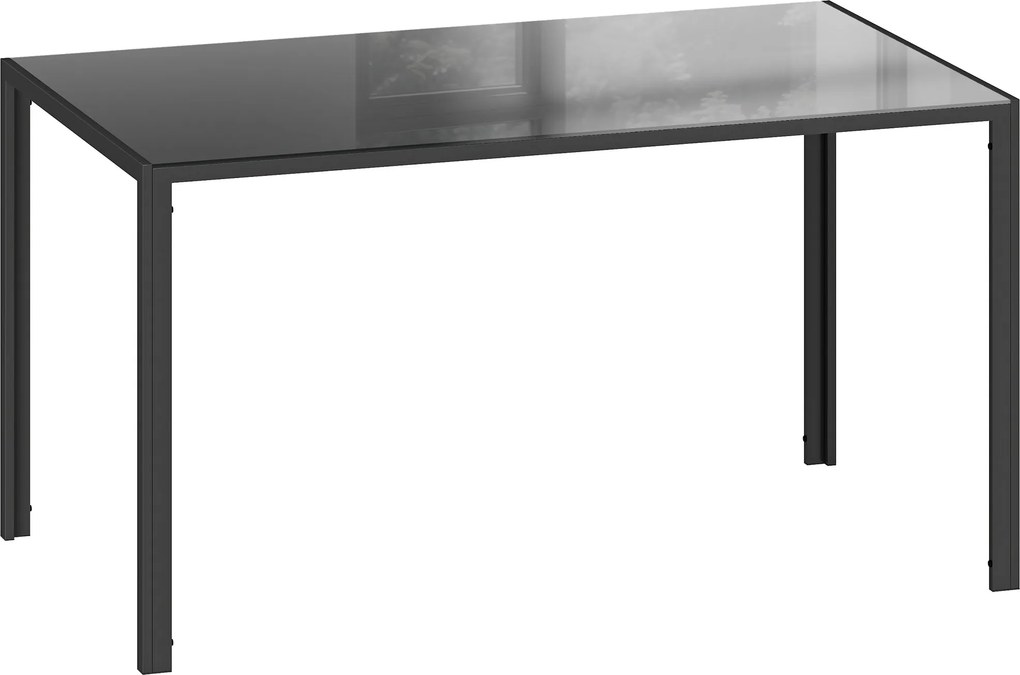HOMCOM Mesa de Refeição de Vidro Mesa Retangular para 6 Pessoas com Pés de Metal  140x80x75 cm Preto | Aosom Portugal