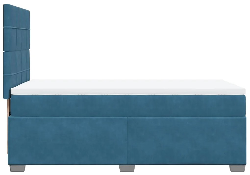 Cama boxspring com colchão 90x200 cm veludo azul