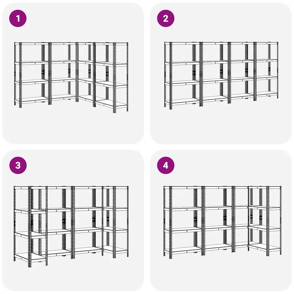 Prateleiras de armazenamento de 4 camadas 4 pcs aço azul