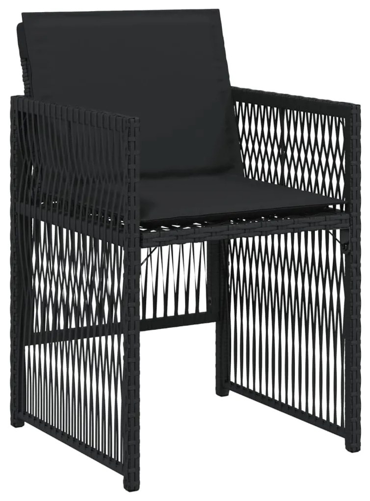 Cadeiras de jardim com almofadões 4 pcs vime PE preto