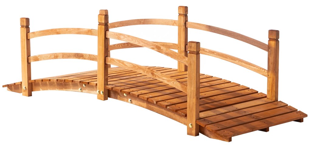 Outsunny Ponte de Madeira com Corrimão Ponte de Jardim para Decoração para Pátio Carga Máxima 200 kg 185x72x58 cm Madeira