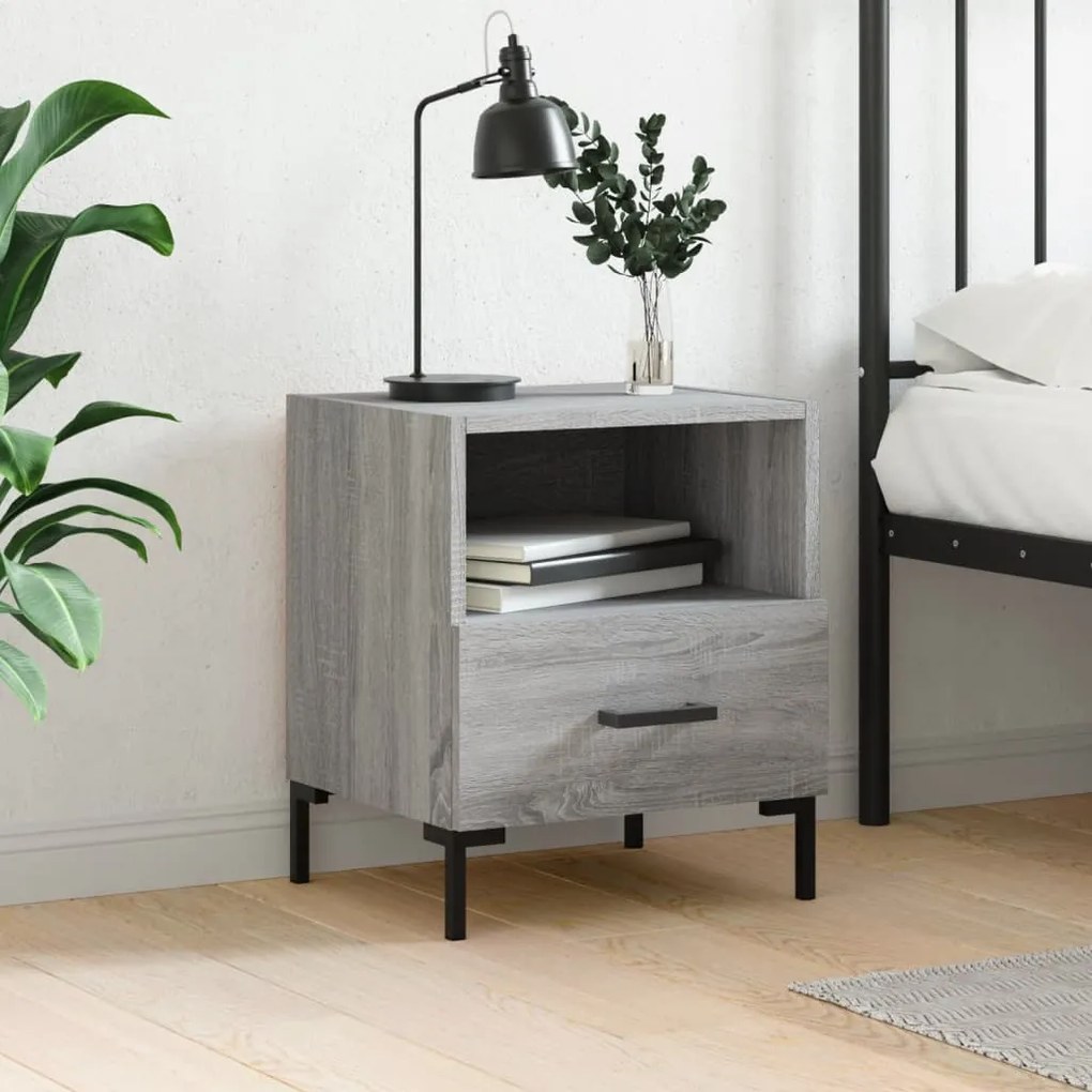 vidaXL Mesa cabeceira 40x35x47,5 cm derivados madeira sonoma cinza