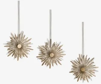 Pack De 3 Enfeites De Natal Em Papel Livois Beige Creme - Sklum