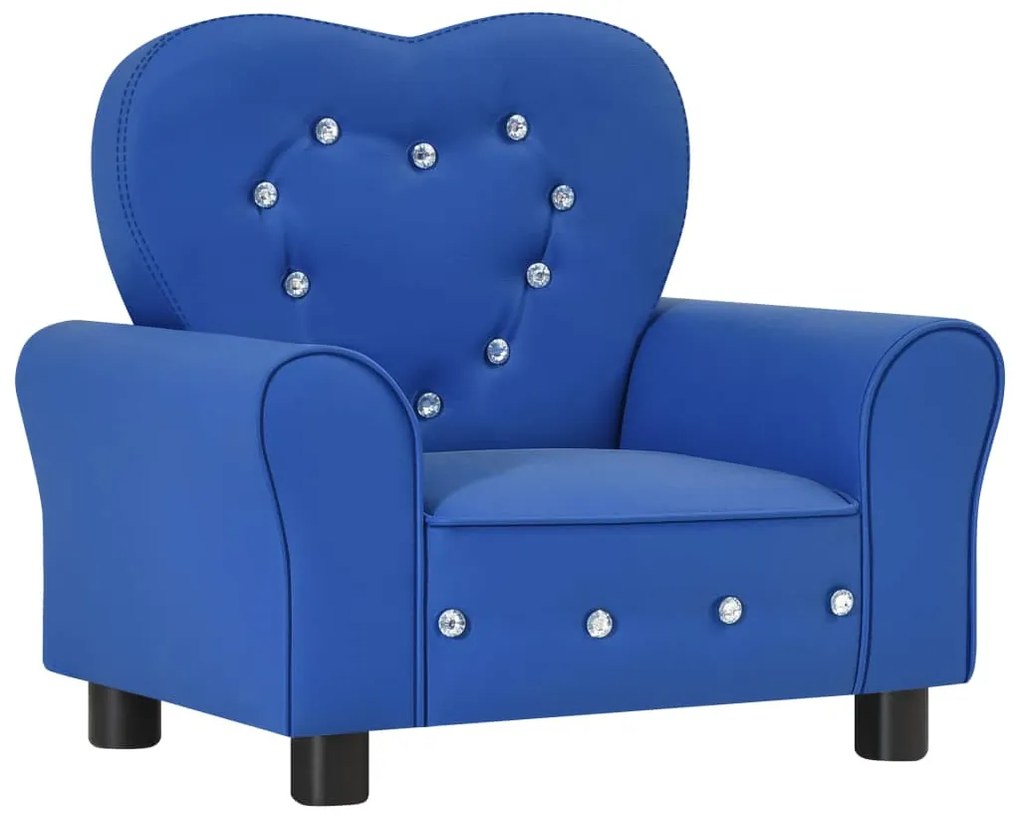 vidaXL Sofá infantil couro artificial azul