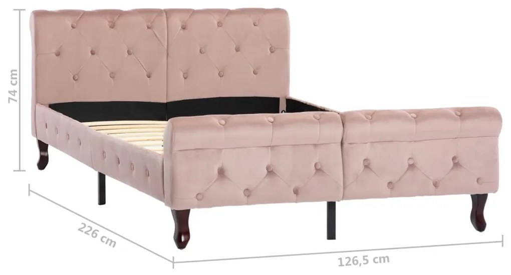 Estrutura de cama 120x200 cm veludo cor-de-rosa