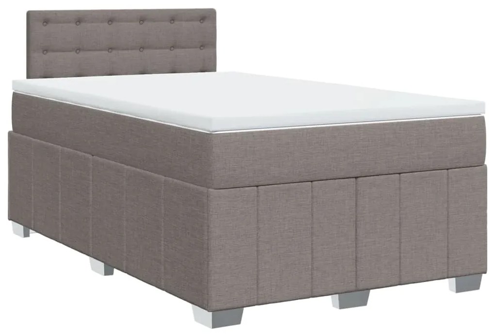 Cama boxspring c/ colchão 120x190cm tecido castanho-acinzentado