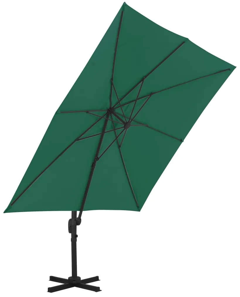 Guarda-sol cantilever com poste alumínio 300x300 cm verde