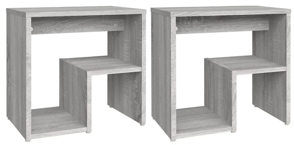 Mesas cabeceira 2 pcs 40x30x40 cm madeira proc. sonoma cinza