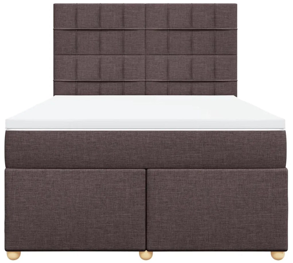 Cama com molas/colchão 160x200 cm tecido castanho-escuro